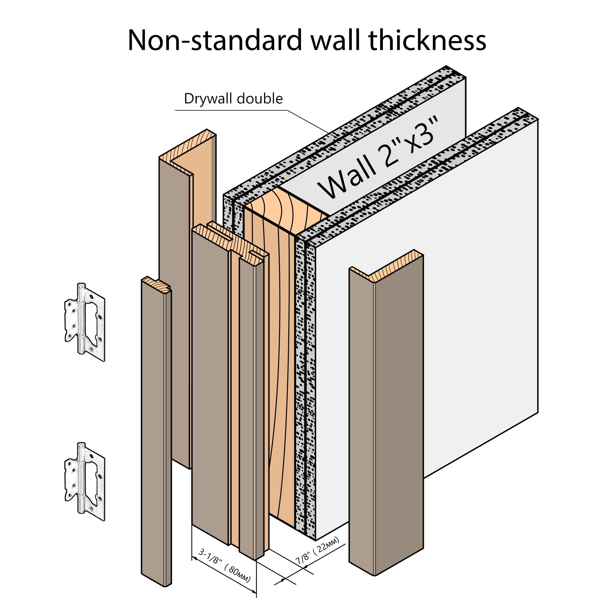 European Adjustable Door Frame XTS - 01 - Double for 2" x 3" wall