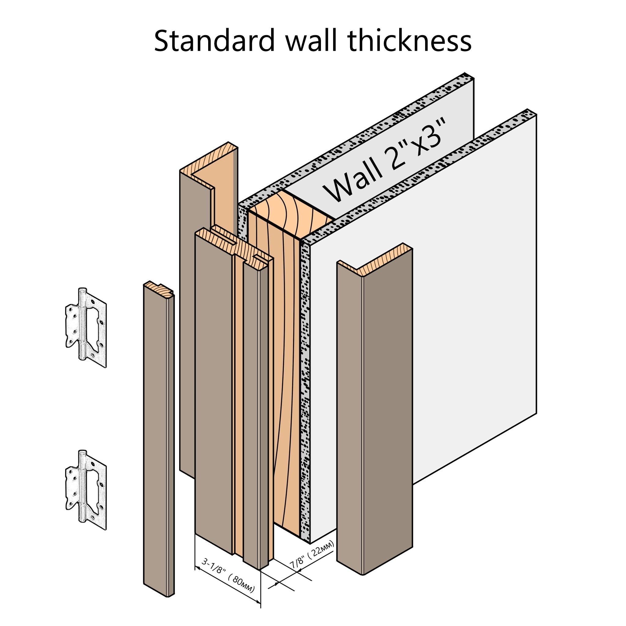 European Adjustable Door Frame XTS - 01 for 2" x 3" wall