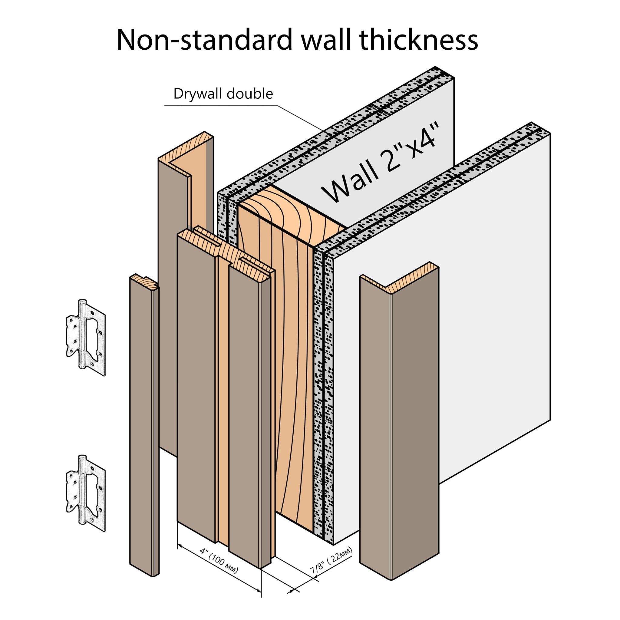 European Adjustable Door Frame XTM - 01 - Single for 2" x 4" wall