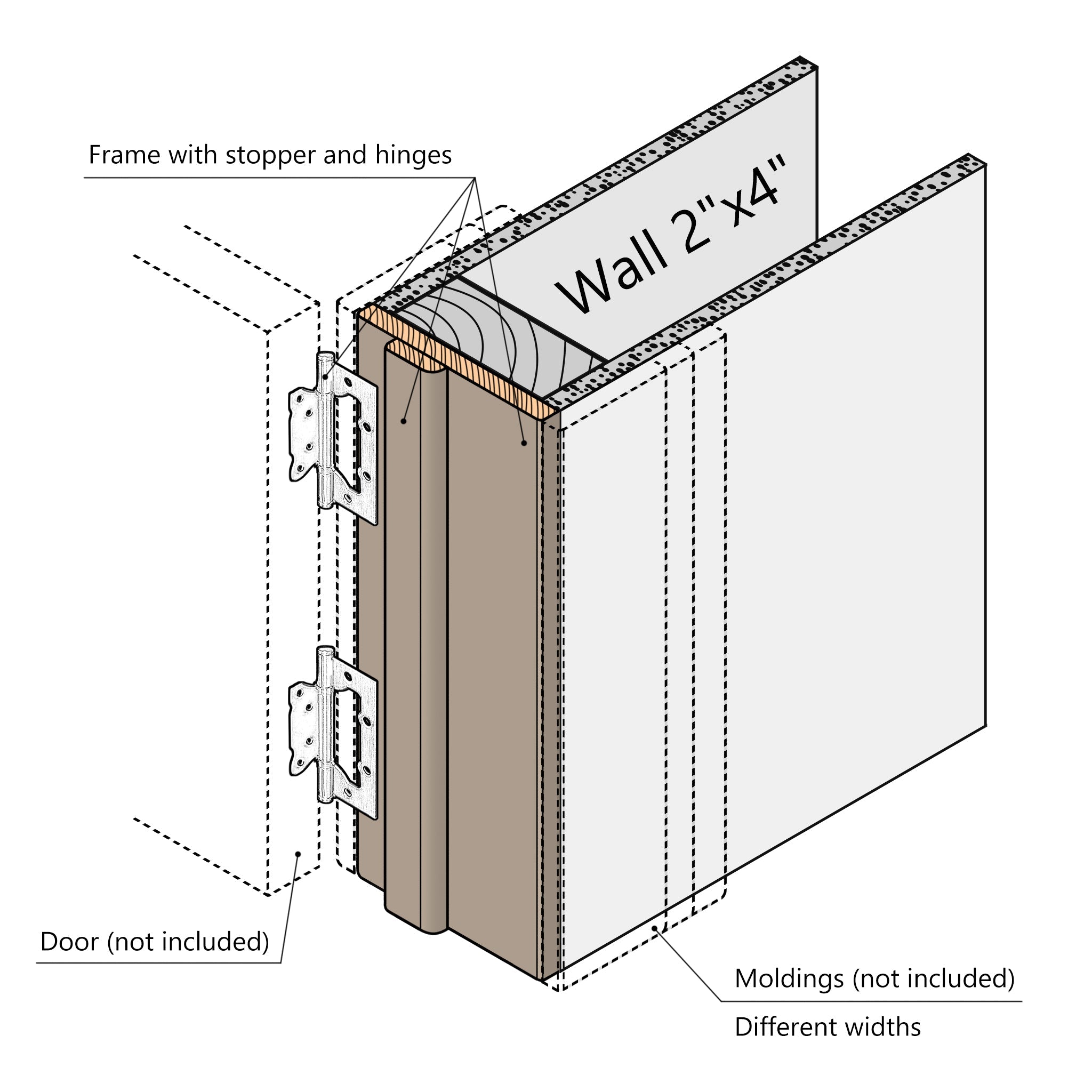 Regular Door Frame XRM - 08 - Double for 2" x 4" wall