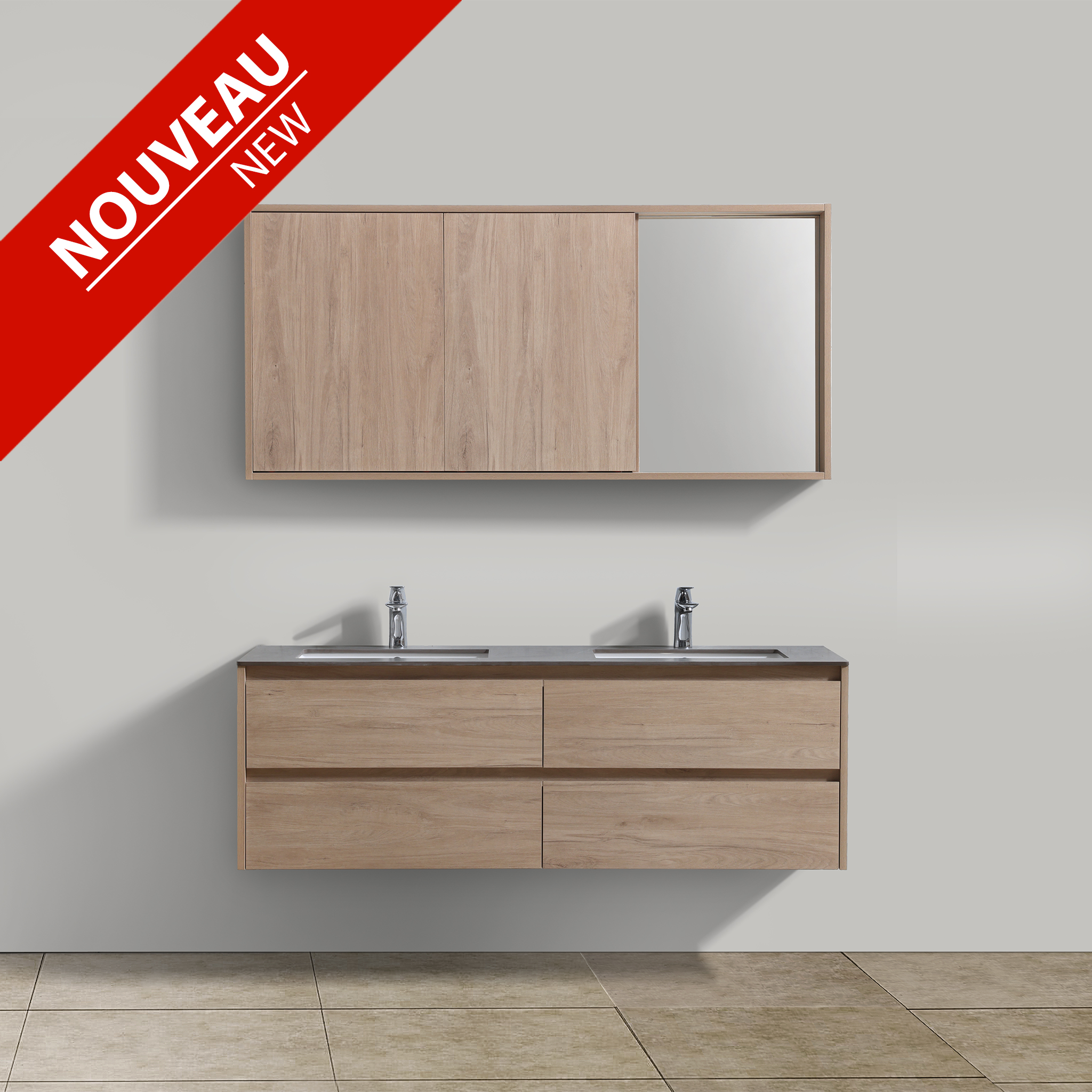 Happy (Wally) 60" with Medicine Cabinet Mirror