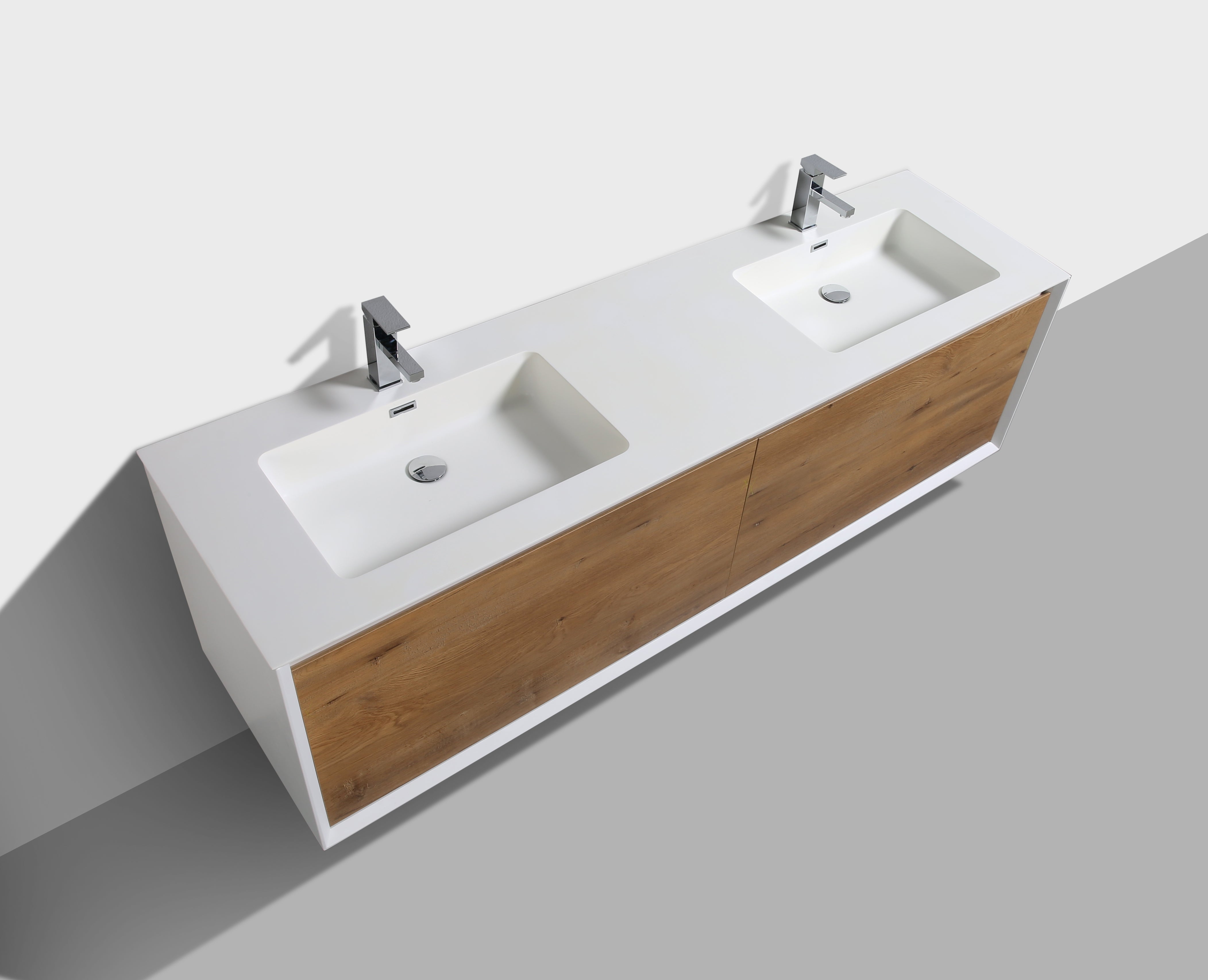 Flores 75" - Matte White + Oak