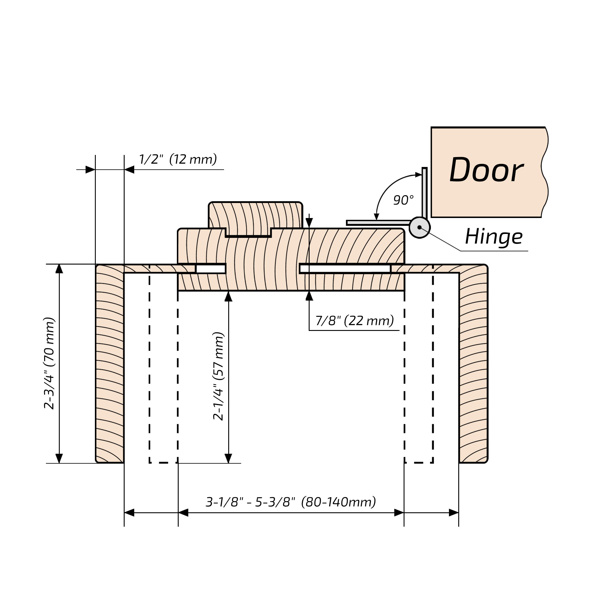 European Adjustable Door Frame XTS - 08 - Double for 2" x 3" wall