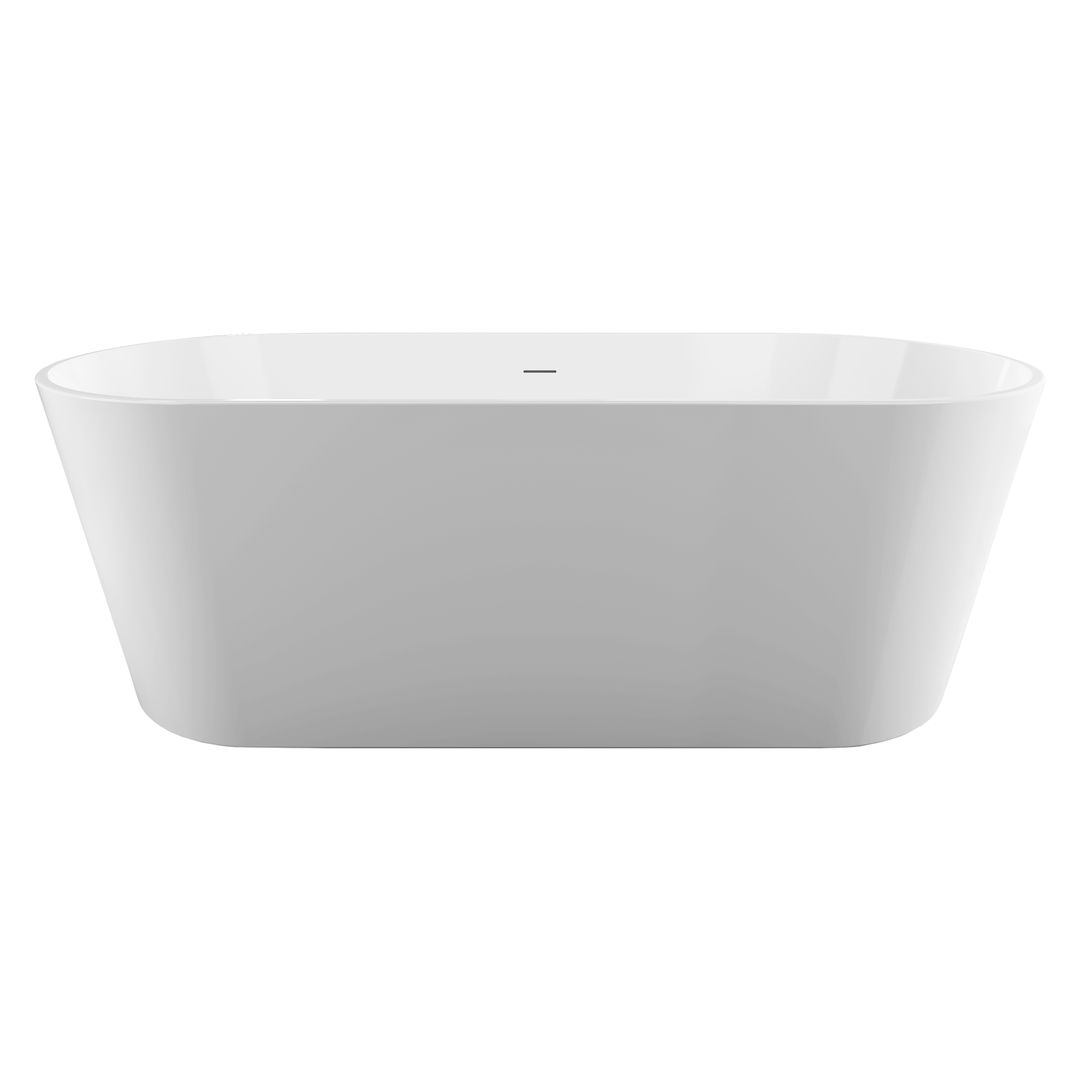 Baignoire ovale autoportante de 54 pouces en acrylique blanc pur avec trop-plein à fente