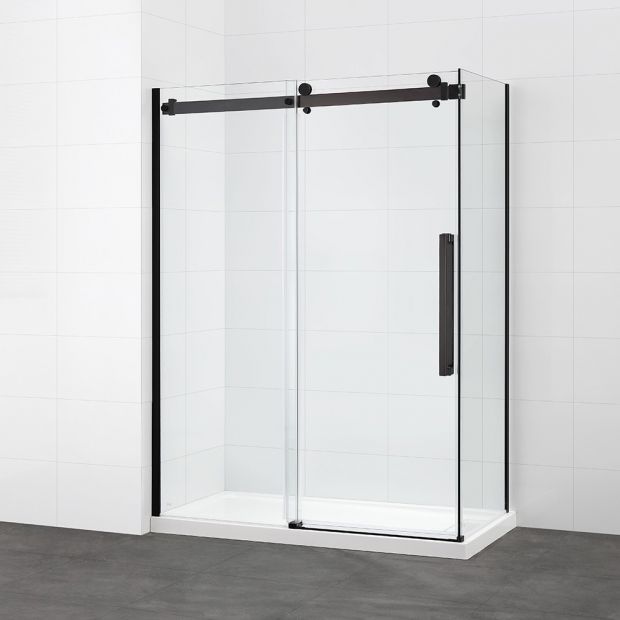Camber Black - Shower Side Panel & Base Included (No Linear Drain)