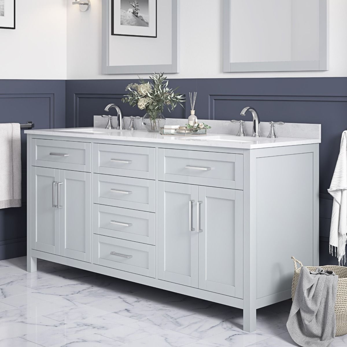 Laney 72" vanity - American grey - Faucet included