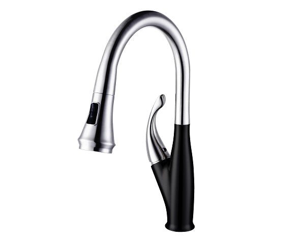 Single-handle pull-out kitchen faucet, black and Chrome, American water flow