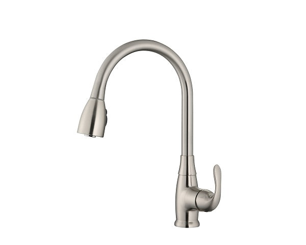 Brushed nickel pull-out kitchen faucet