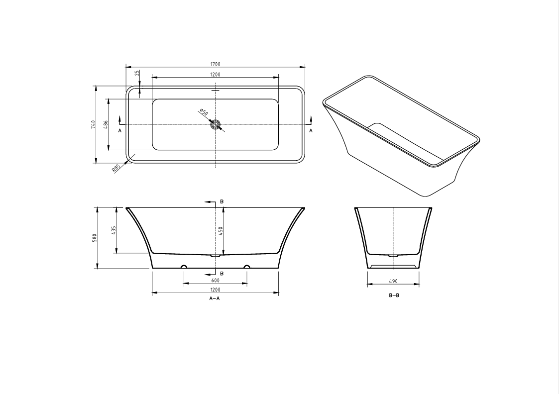 Sam 60" bathtub