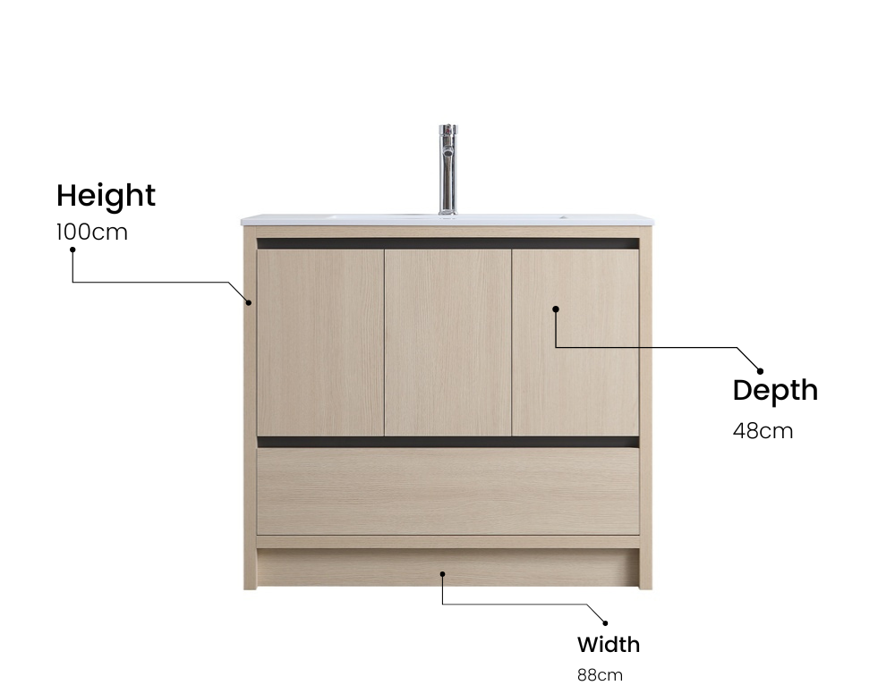 Surprise Vanity cabinet white oak and resin basin