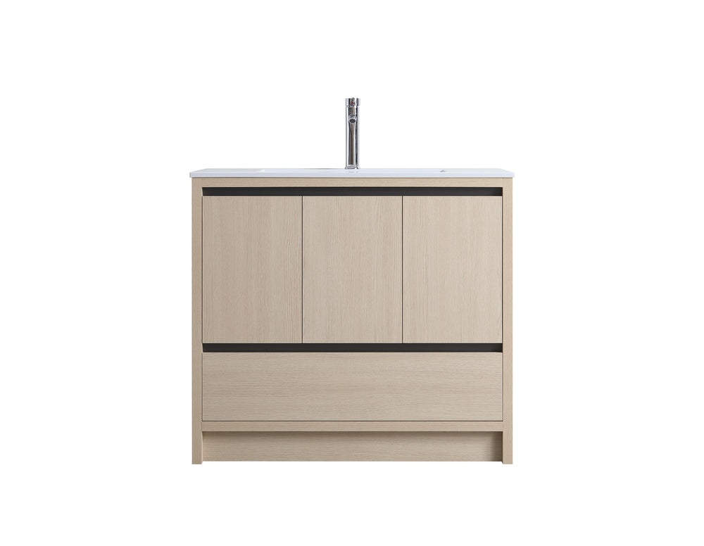 Surprise Vanity cabinet white oak and resin basin