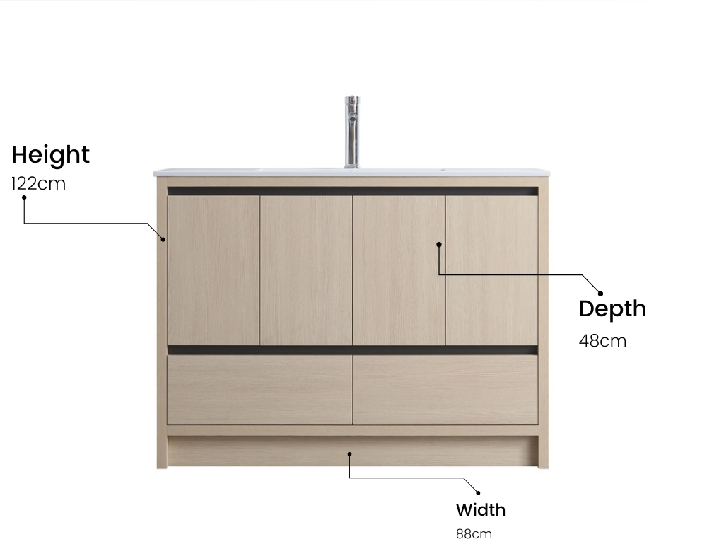 Surprise Vanity cabinet white oak and resin basin