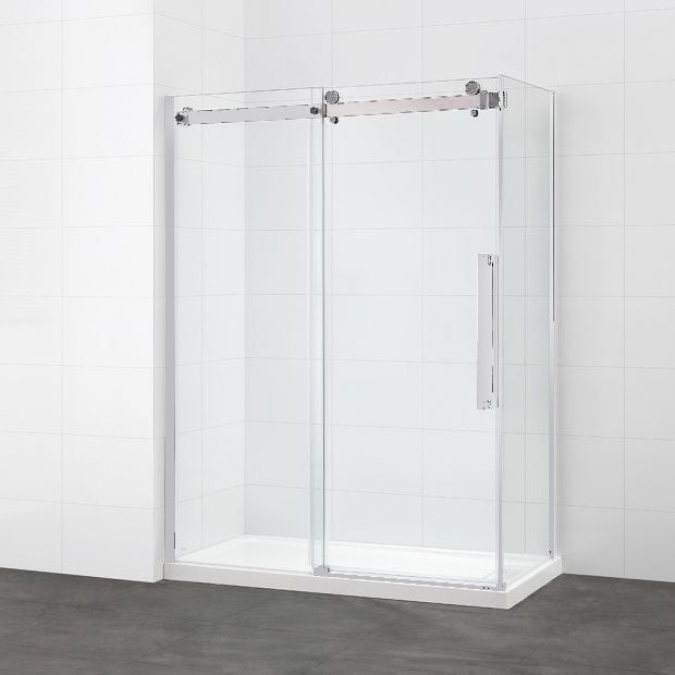 Le Camber Chrome - Panneau latéral de douche et base inclus (pas un drain linéaire - drain régulier)